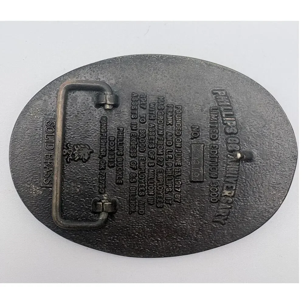 Phillips 66 66th Anniversary Commemorative Brass Belt Buckle